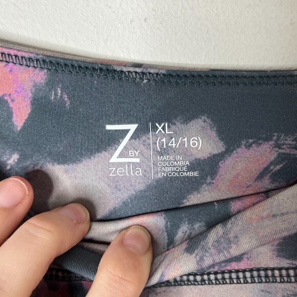 Z by Zella Girl's Athletic Leggings Youth XL 14/16 Abstract Print Gray & Pink - Picture 5 of 8